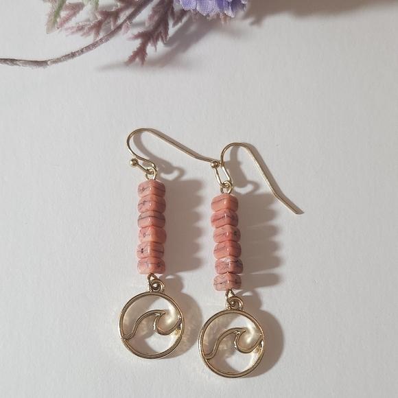 fog & fern Jewelry - Breaking Waves Coral Gold Plate Wave Dangle Earrings Fog & Fern Clothing Company